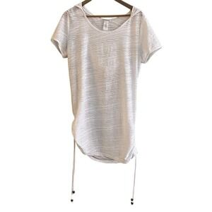 White Dotti Hooded Swim Suit Cover Ruched‎ Tassels Large Made USA Beach Read
